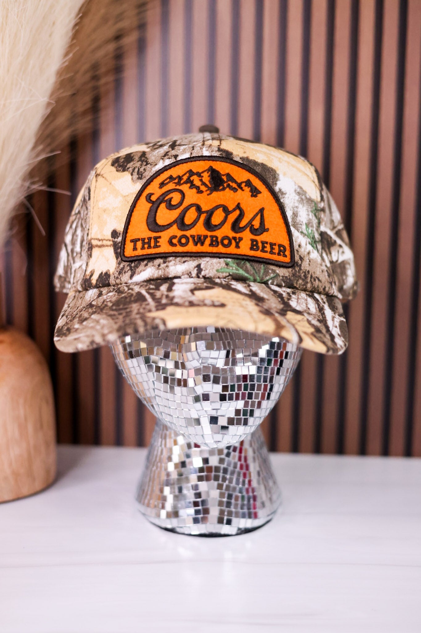 Coors "The Cowboy Beer" Camo Trucker Hat - Whiskey Skies - AMERICAN NEEDLE