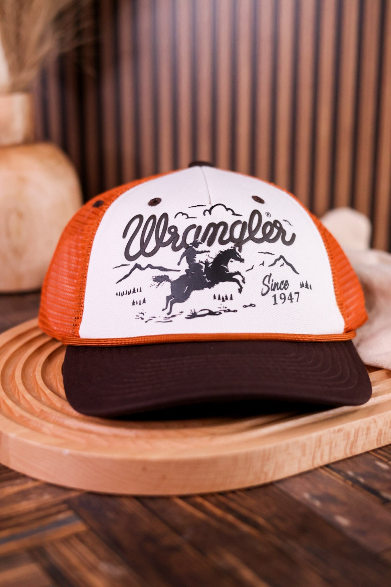 Copper, Brown, & Bone Wrangler "Trail Boss" Trucker Hat - Whiskey Skies - CAPX