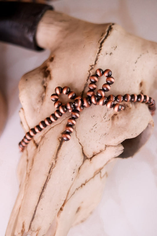 Copper Western Cowgirl Pearl Coquette Bow Hat Chain Band - Whiskey Skies - BOHO RANCH SHOP