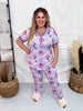 Coquette Halloween Short Sleeve Top and Joggers Pajama Set - Whiskey Skies - SHIRLEY & STONE