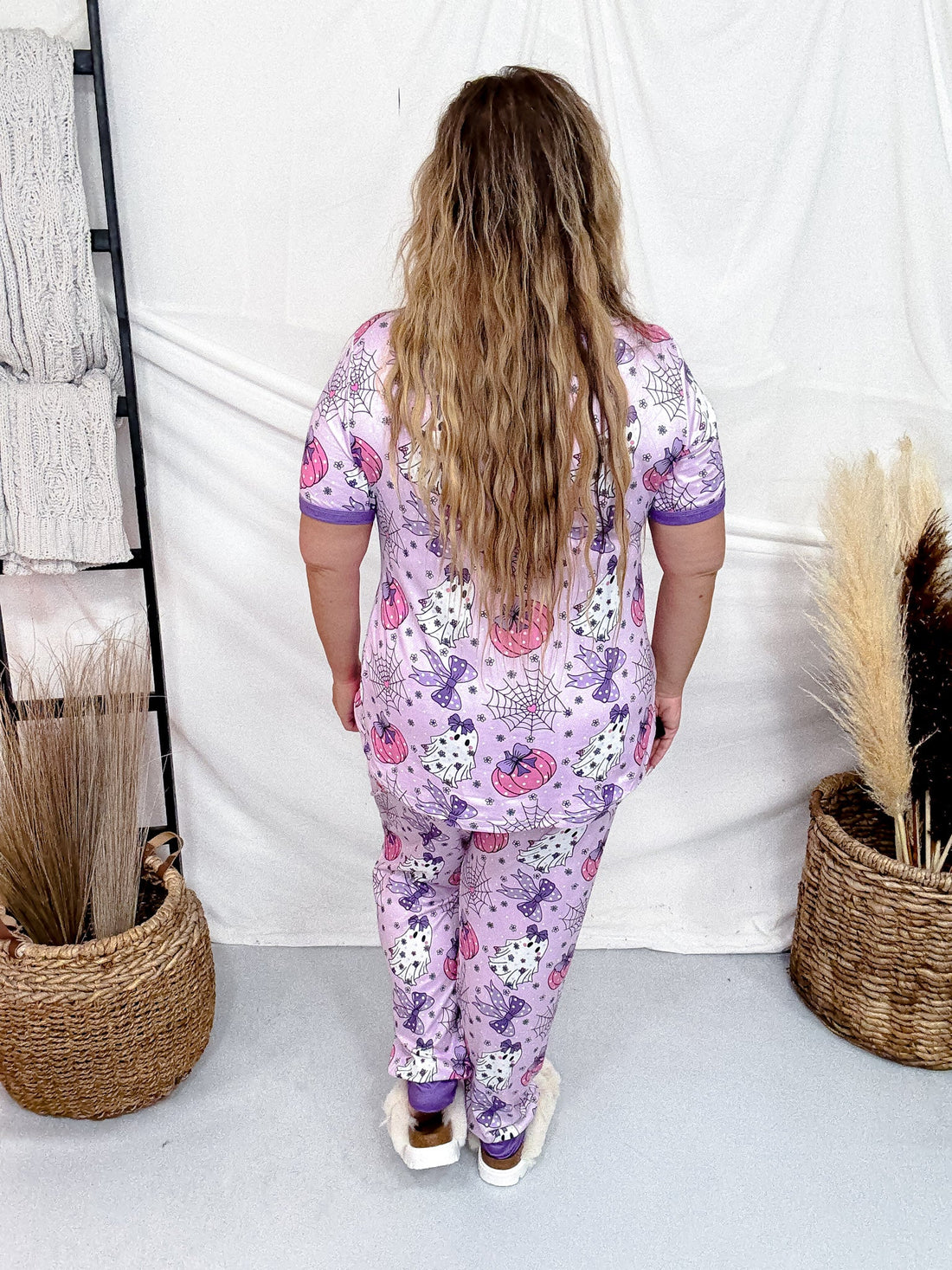 Coquette Halloween Short Sleeve Top and Joggers Pajama Set - Whiskey Skies - SHIRLEY & STONE