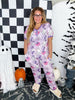Coquette Halloween Short Sleeve Top and Joggers Pajama Set - Whiskey Skies - SHIRLEY & STONE