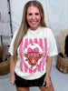 Coquette Valentine's Day Highland Cow White Graphic Tee - Whiskey Skies - GLAIME
