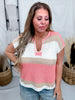 Coral & Mocha Striped Knit Short Sleeve Top - Whiskey Skies - SEW IN LOVE