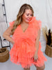 Coral V - Neck Tulle Tiered Sleeveless Dress - Whiskey Skies - WHITE BIRCH