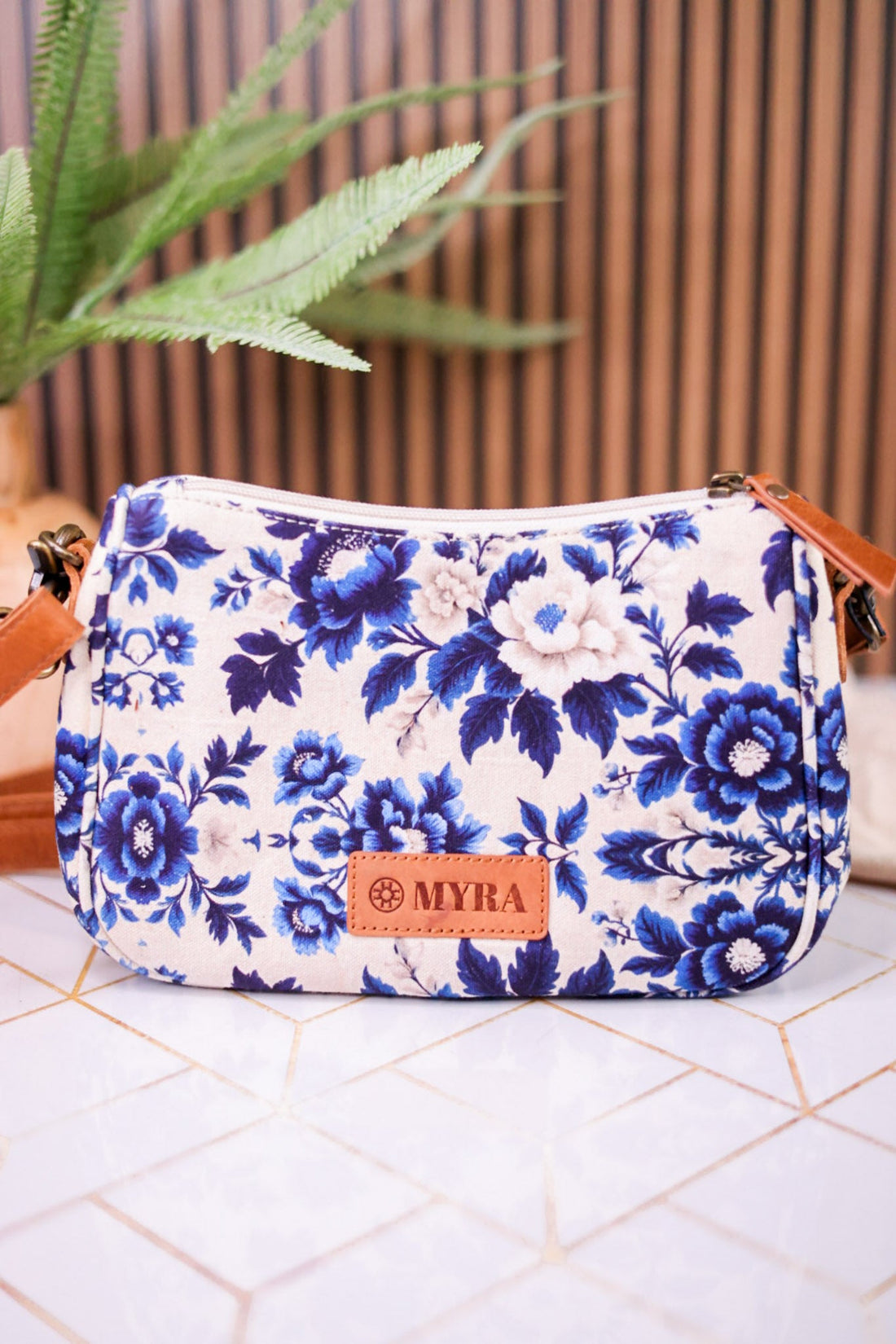 Cottage Rose Crossbody Bag - Whiskey Skies - MYRA BAGS