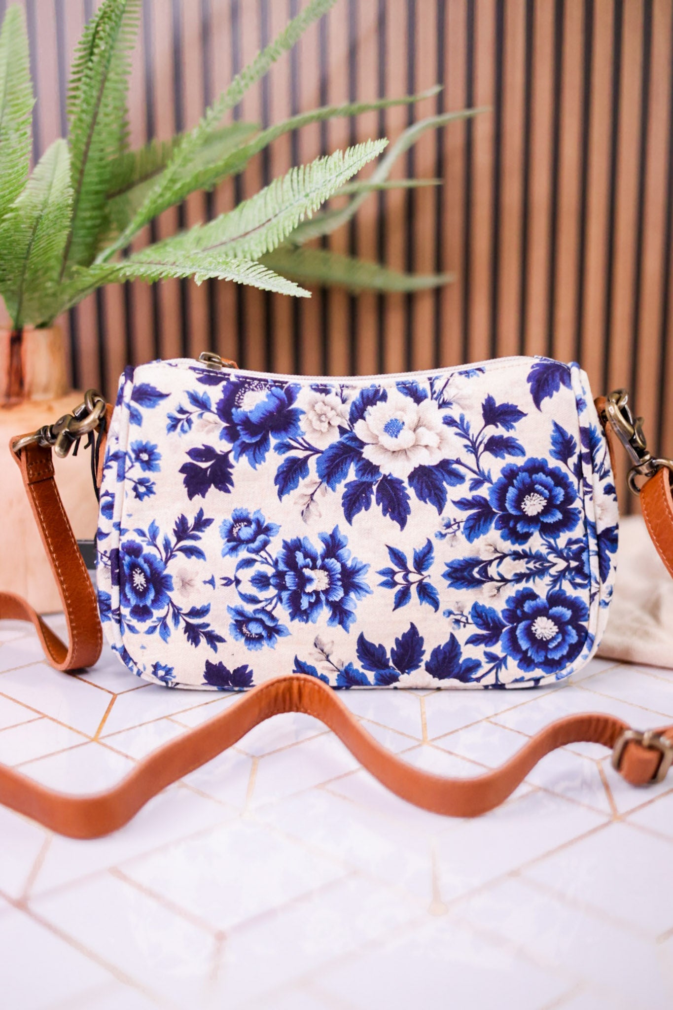 Cottage Rose Crossbody Bag - Whiskey Skies - MYRA BAGS