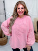 Cotton Candy Long Sleeve Pullover With Eyelet Lace Heart Patch - Whiskey Skies - EASEL