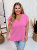 Cotton Gauze Top with Raw Edge Detailing in Pink Cosmos - Whiskey Skies - ANDREE BY UNIT