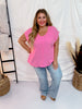 Cotton Gauze Top with Raw Edge Detailing in Pink Cosmos - Whiskey Skies - ANDREE BY UNIT