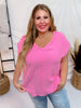 Cotton Gauze Top with Raw Edge Detailing in Pink Cosmos - Whiskey Skies - ANDREE BY UNIT