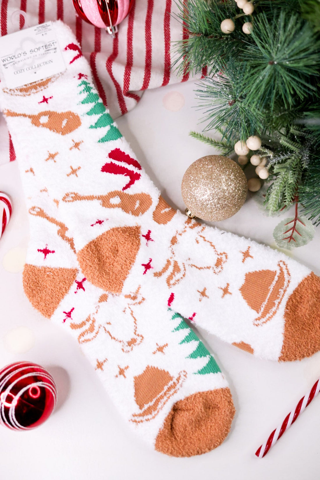 Country Christmas Cozy Crew Socks - Whiskey Skies - CRESCENT SOCK COMPANY