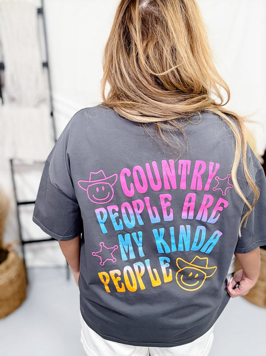 Country People Are My Kind Of People Graphic Tee - Whiskey Skies - BLUEVELVET