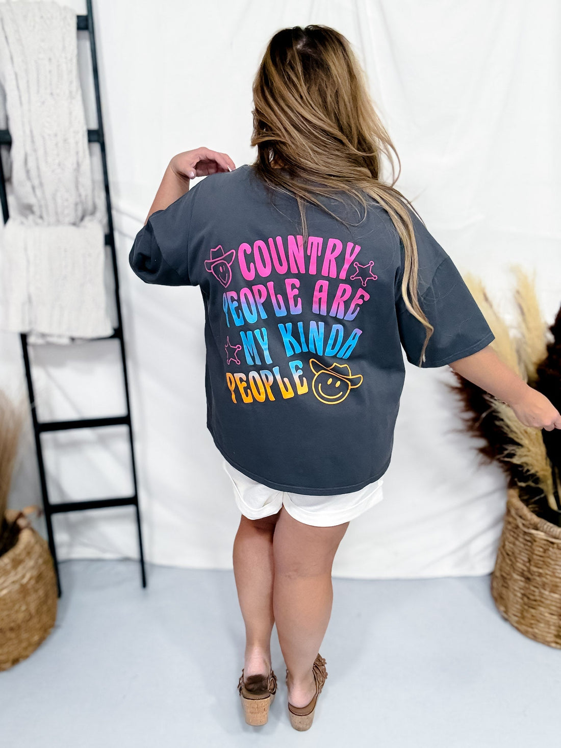 Country People Are My Kind Of People Graphic Tee - Whiskey Skies - BLUEVELVET