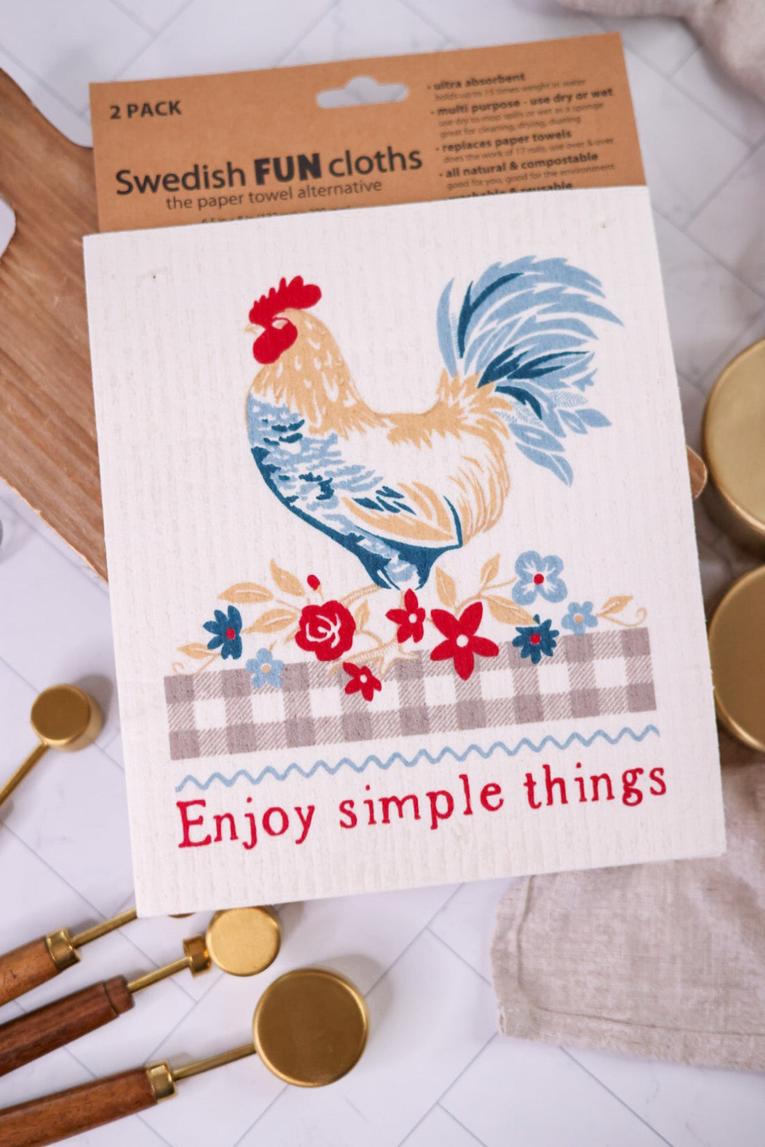 Countryside Rooster Swedish Dish Cloths (2pk) - Whiskey Skies - KAY DEE DESIGNS