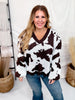 Cow Patterned V - Neck Sweater Top - Whiskey Skies - DAVI & DANI