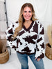 Cow Patterned V - Neck Sweater Top - Whiskey Skies - DAVI & DANI