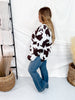 Cow Patterned V - Neck Sweater Top - Whiskey Skies - DAVI & DANI