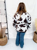 Cow Patterned V - Neck Sweater Top - Whiskey Skies - DAVI & DANI