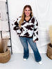 Cow Patterned V - Neck Sweater Top - Whiskey Skies - DAVI & DANI