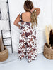 Cow Print Wide Leg Jumpsuit With Smocked Bodice - Whiskey Skies - DAVI & DANI