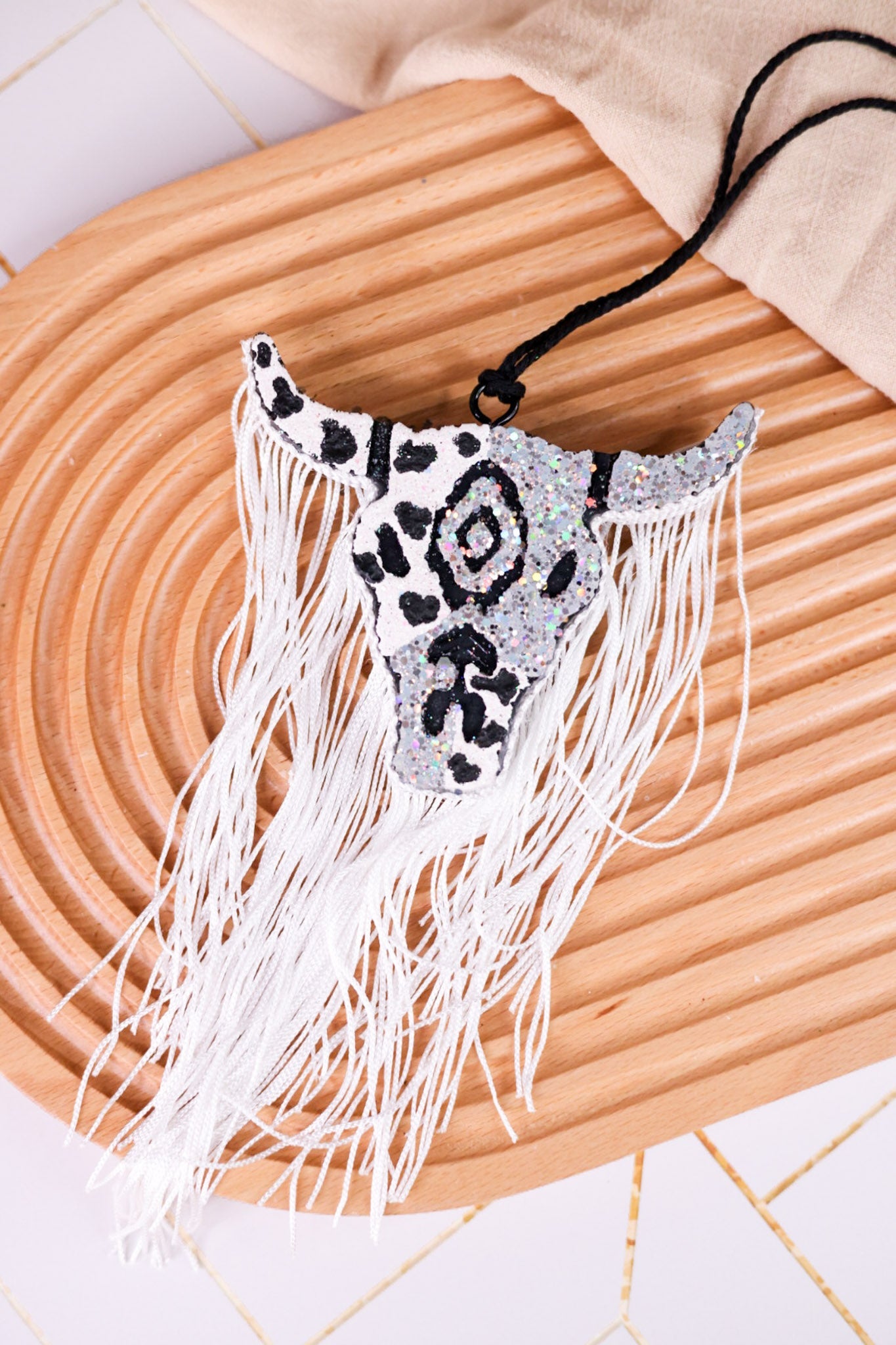 Cow Skull Freshie With Glitter & Fringe - Whiskey Skies - GINGER & LACE