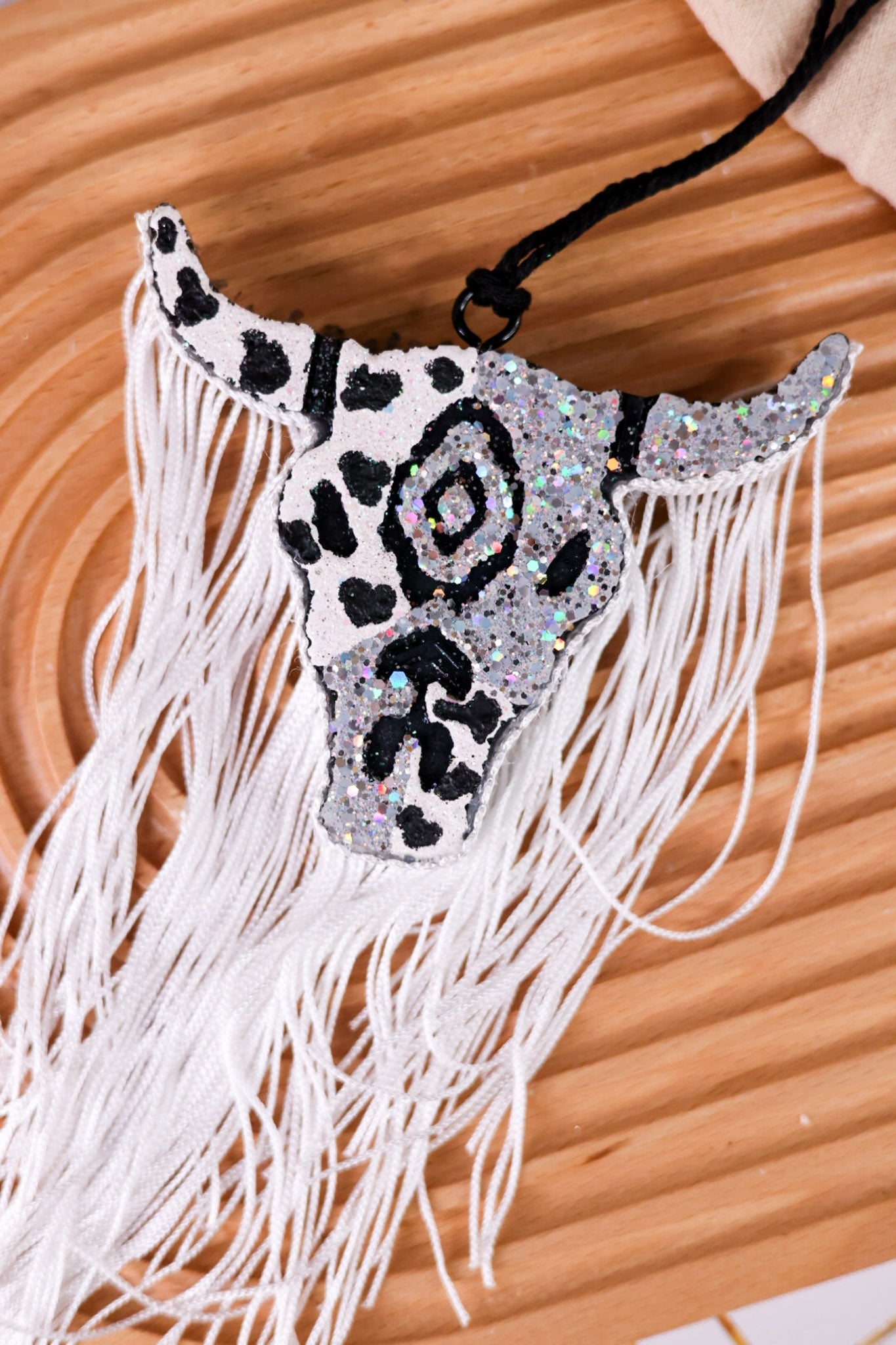 Cow Skull Freshie With Glitter & Fringe - Whiskey Skies - GINGER & LACE