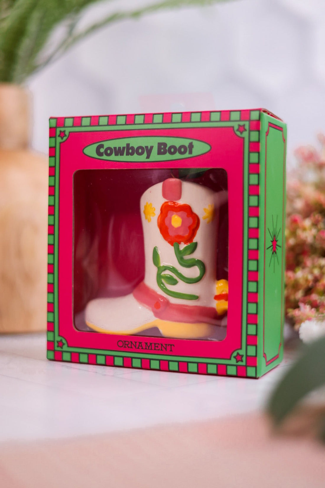 Cowboy Boot Ceramic Ornament - Whiskey Skies - BAN - DO