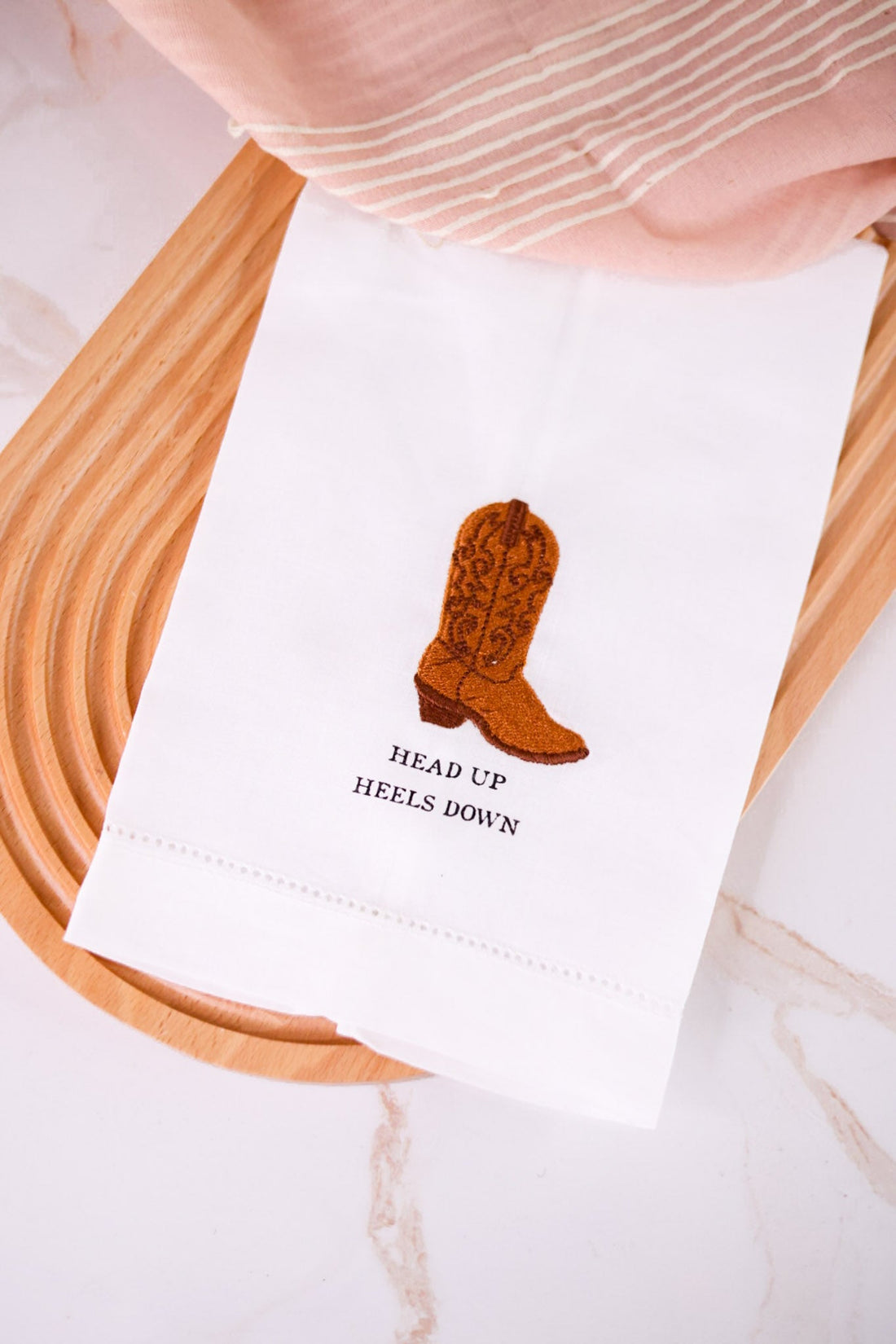 Cowboy Boot Embroidered Hand Towel - Whiskey Skies - MUD PIE