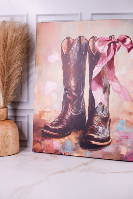 Cowboy Boots With Bow Wall Art - Whiskey Skies - RAZ IMPORTS