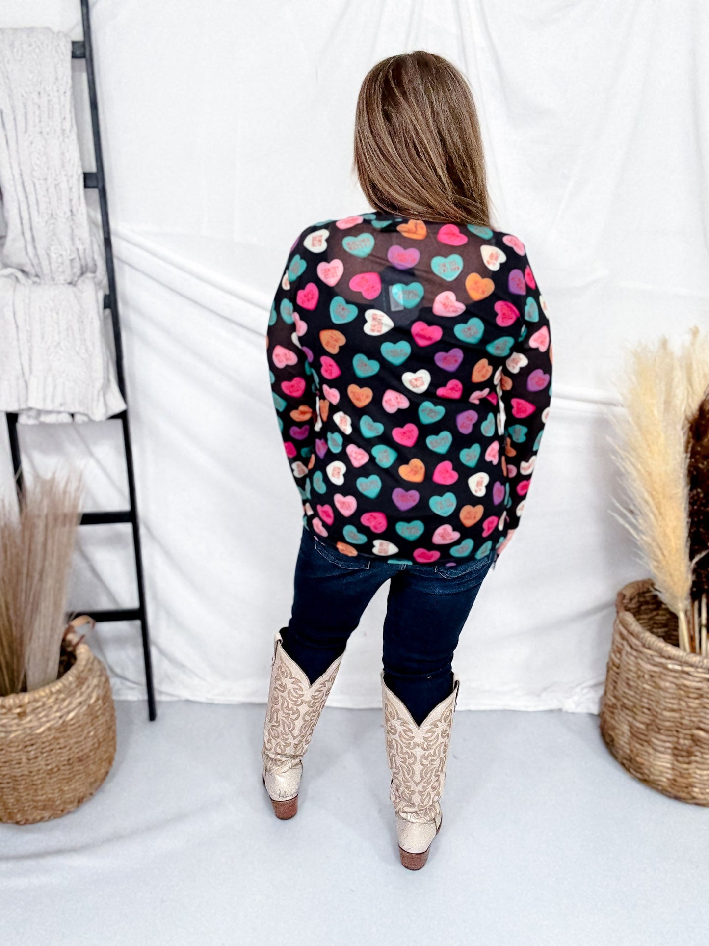 Cowboy Sweetheart Long Sleeve Mesh Top - Whiskey Skies - STERLING KREEK