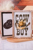 Cowboy/Hat Reversible Wood Framed Sign - Whiskey Skies - ADAMS & CO