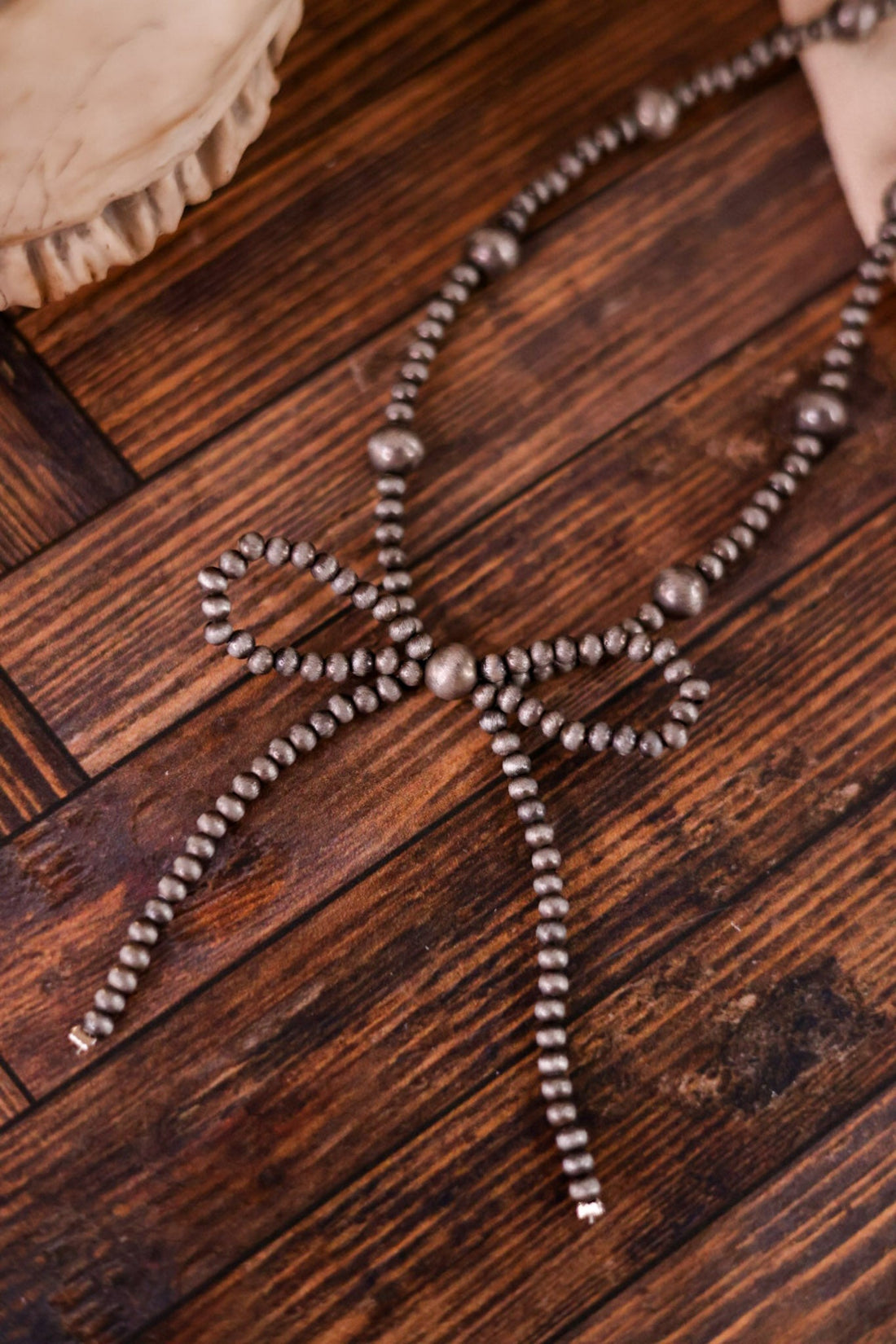 Cowgirl Pearl Necklace With Coquette Bow Pendant - Whiskey Skies - BOHO RANCH SHOP