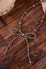 Cowgirl Pearl Necklace With Coquette Bow Pendant - Whiskey Skies - BOHO RANCH SHOP