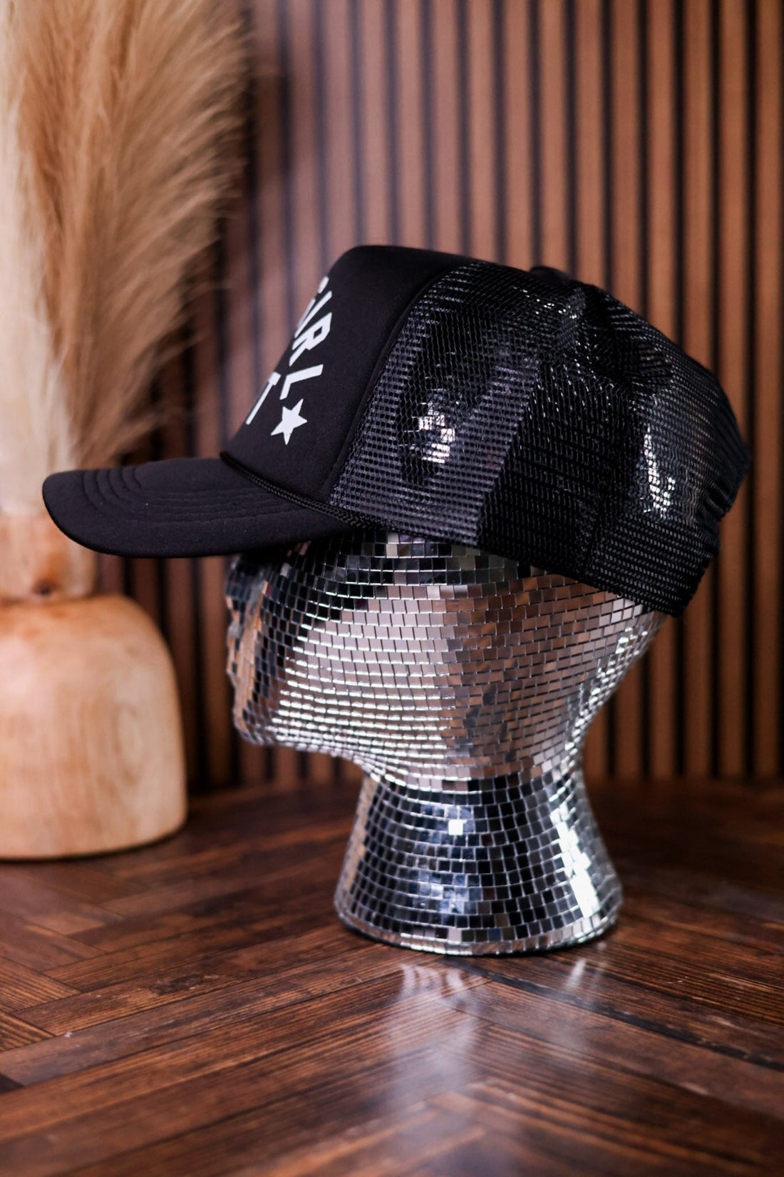 "Cowgirl Shit" Black & White Trucker Hat - Whiskey Skies - TRASH FLOWERS TRUCKER HATS