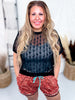 Cowtown Cutesy Short Sleeve Black Mesh Top - Whiskey Skies - 2 FLY CO.