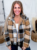 Cozy Brown Plaid Zip Up Puff Jacket - Whiskey Skies - SWEET GENERIS