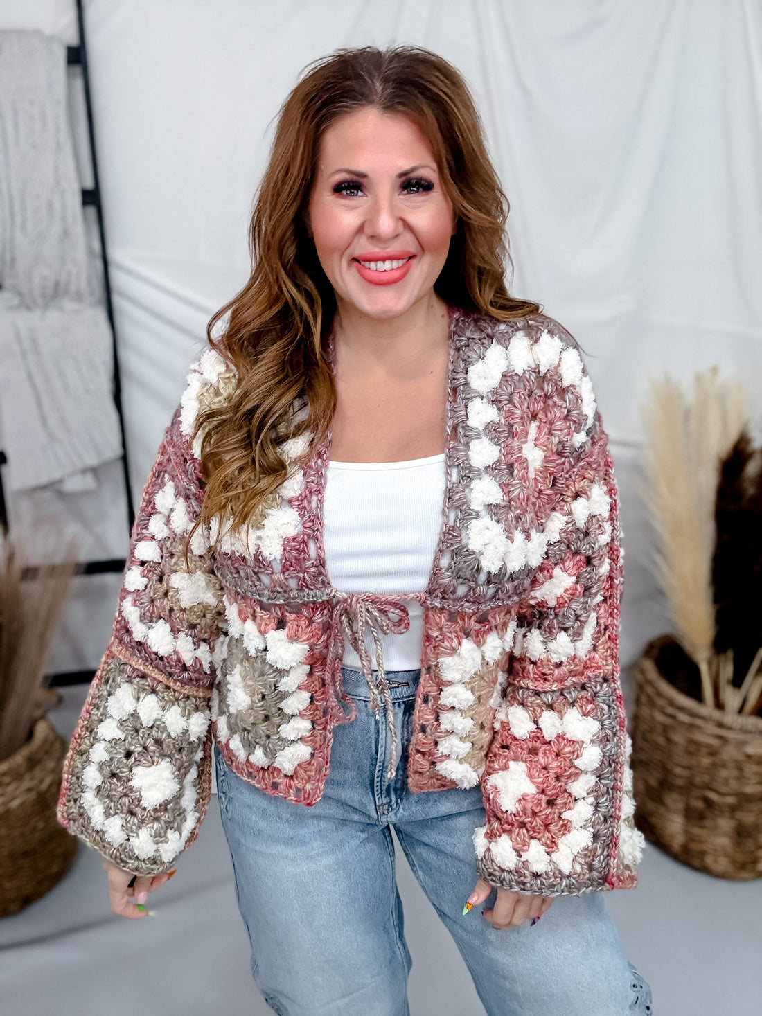 Cozy Knit Tie Front Cardigan In Cinnamon - Whiskey Skies - DAVI & DANI