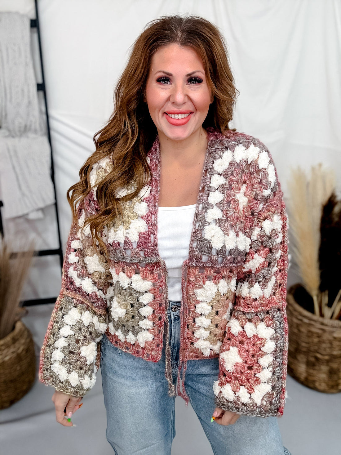 Cozy Knit Tie Front Cardigan In Cinnamon - Whiskey Skies - DAVI & DANI