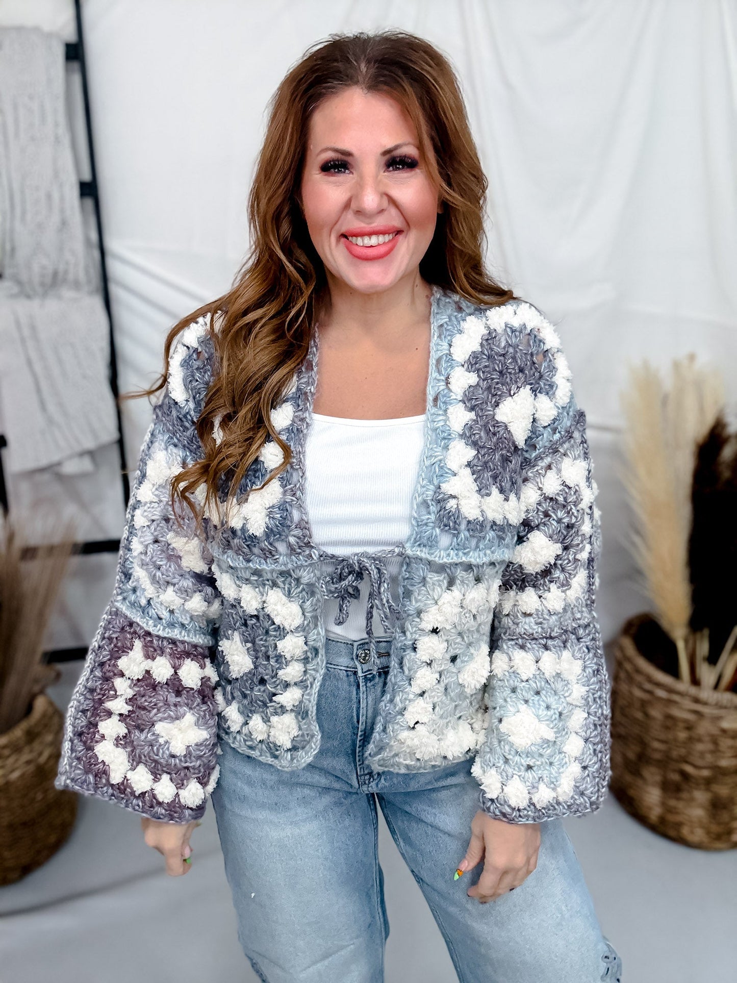 Cozy Lavender & Gray Knit Tie Front Cardigan - Whiskey Skies - DAVI & DANI