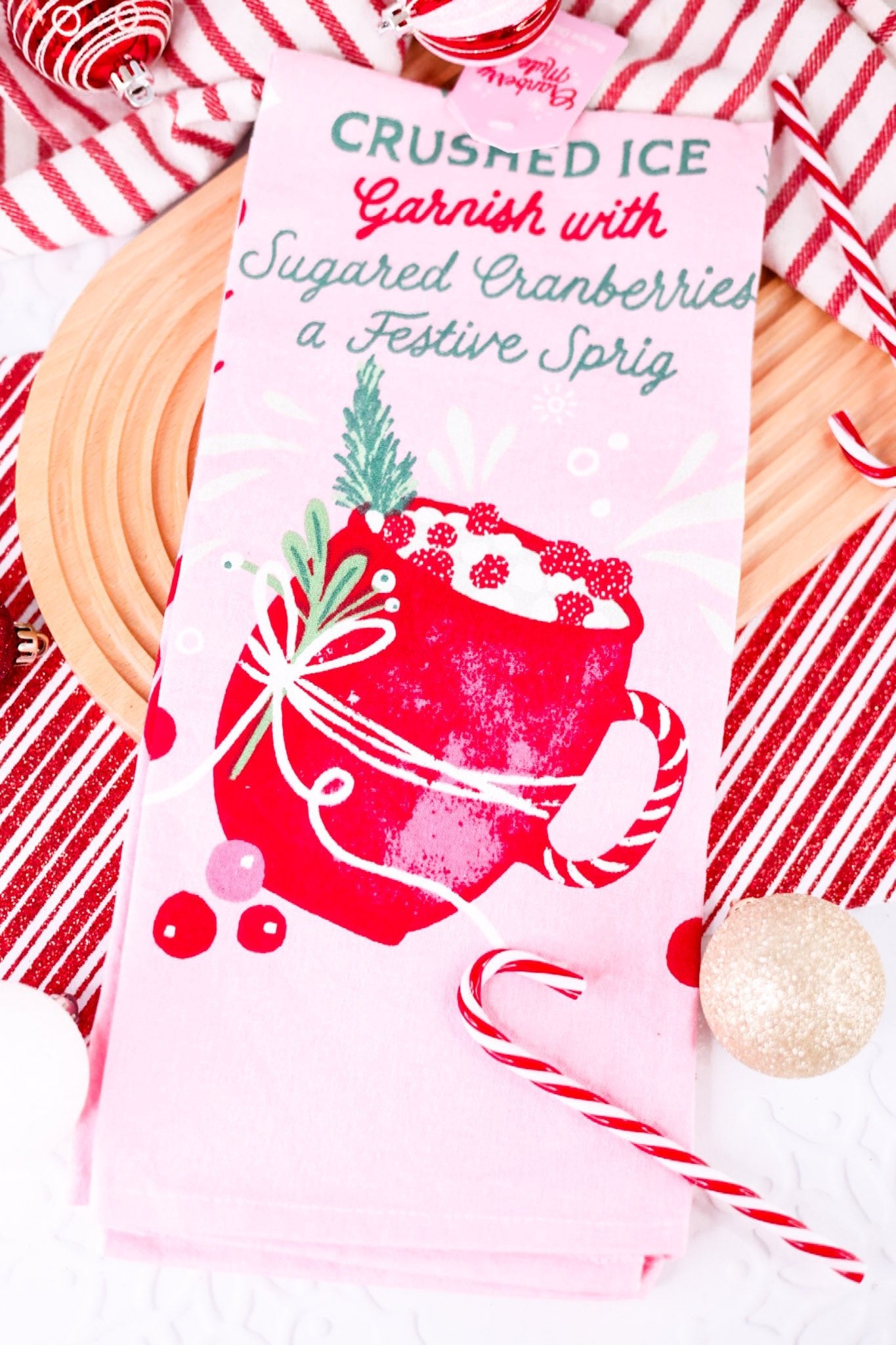 Cranberry Mule Festive Dish Towel - Whiskey Skies - DII - DESIGN IMPORTS