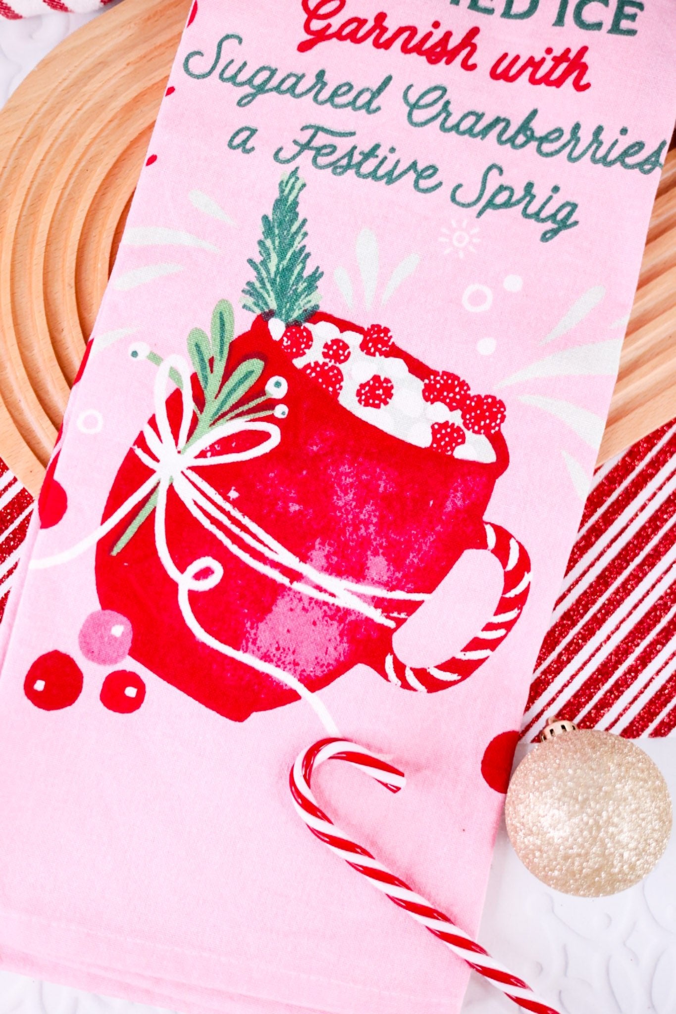 Cranberry Mule Festive Dish Towel - Whiskey Skies - DII - DESIGN IMPORTS