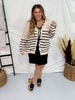 Cream and Black Striped Cardigan with Scalloped Edge Neckline - Whiskey Skies - DAVI & DANI