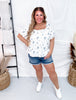 Cream and Blue Floral Square Neck Top - Whiskey Skies - POLAGRAM + BAEVELY