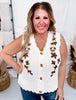 Cream and Brown Floral Sweater Vest - Whiskey Skies - POLAGRAM + BAEVELY