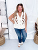 Cream and Brown Floral Sweater Vest - Whiskey Skies - POLAGRAM + BAEVELY