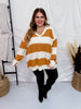 Cream and Orange Rugby Striped Sweater - Whiskey Skies - EASEL