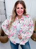 Cream and Pink Floral Print Corduroy Shacket - Whiskey Skies - ANDREE BY UNIT