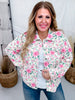 Cream and Pink Floral Print Corduroy Shacket - Whiskey Skies - ANDREE BY UNIT