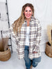 Cream And Sky Blue Plaid Flannel Shacket - Whiskey Skies - ADORA